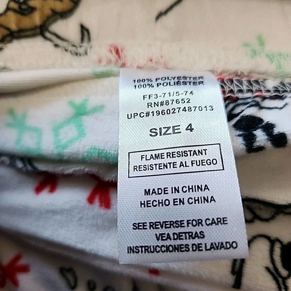 Disney Mickey‎ Minnie Mouse Sled Christmas 2-piece Pajamas Set Size 4